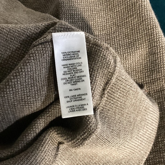 NWOT JIM NANTZ VINEYARD VINE 3/4 Zip beige 100% merino wool in LARGE. - Picture 5 of 5